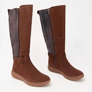Clarks Collection Brown Suede Tall Shaft Boots Caroline Style Knee High Size 6